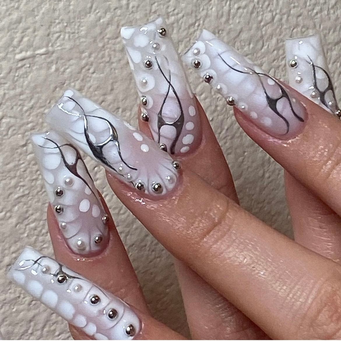white chrome nails