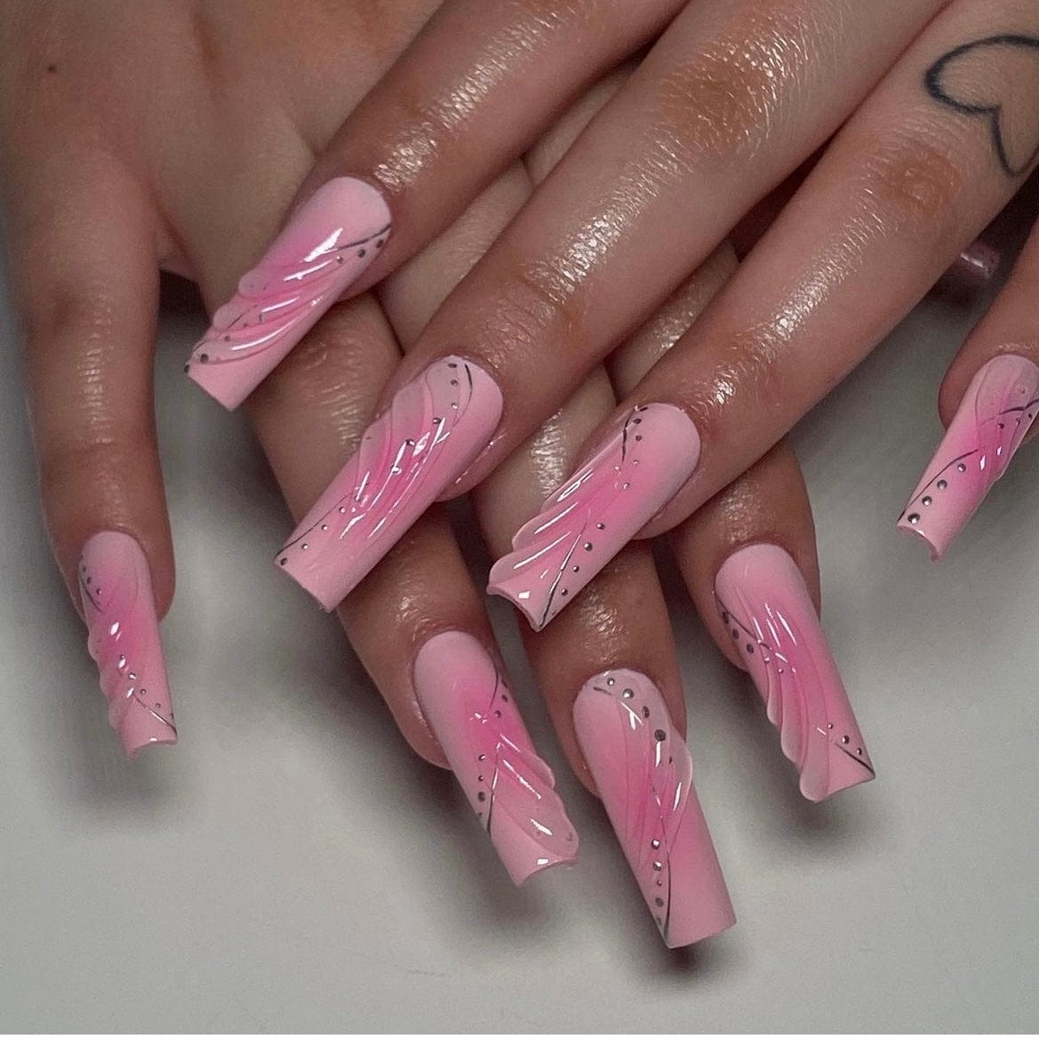 pink press on nails