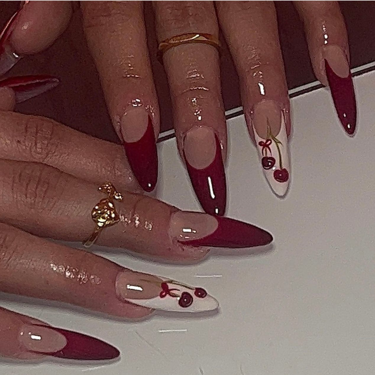 red nail french