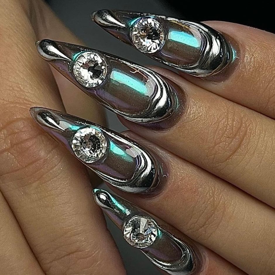 dark chrome nails