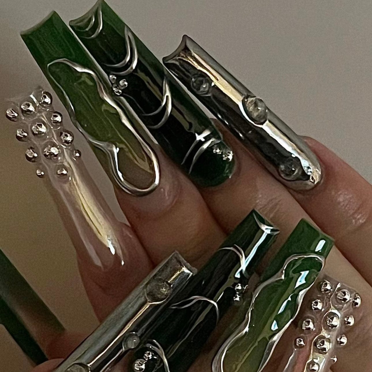 chrome nail with design