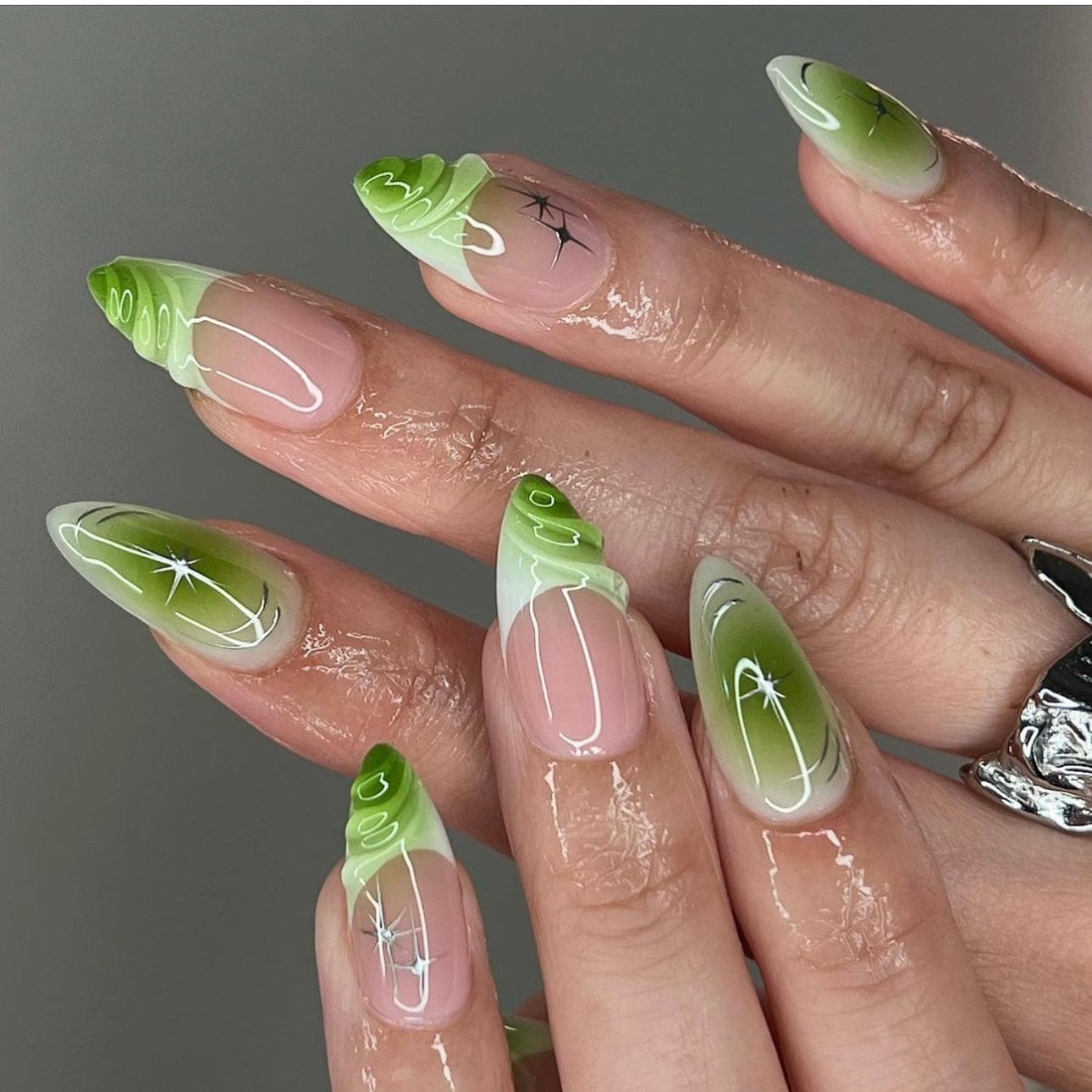 green ombre nail