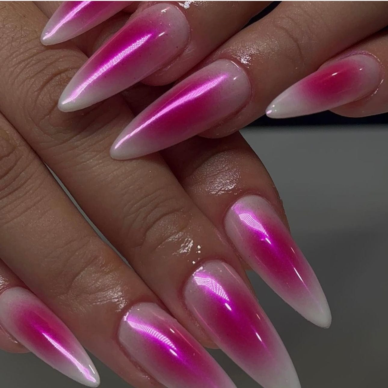 pink and white ombre nails