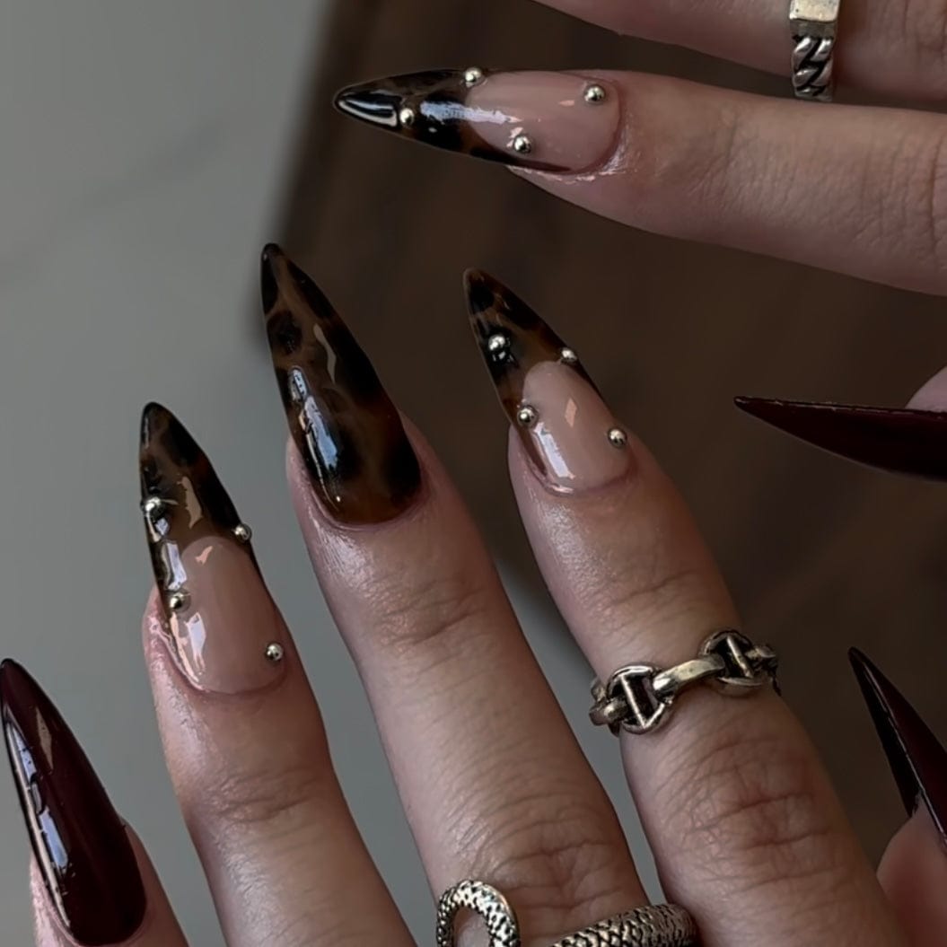 Brown october nail designs with tortoise shell nail design