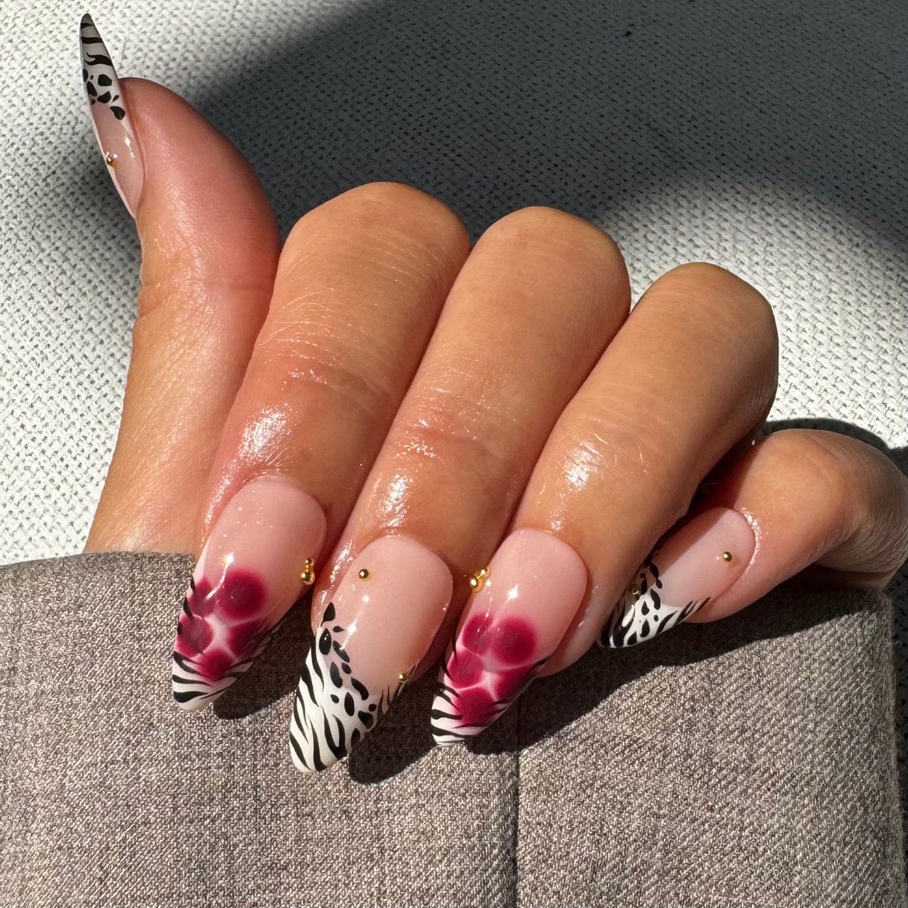 Zebra French tip nails for a bold look