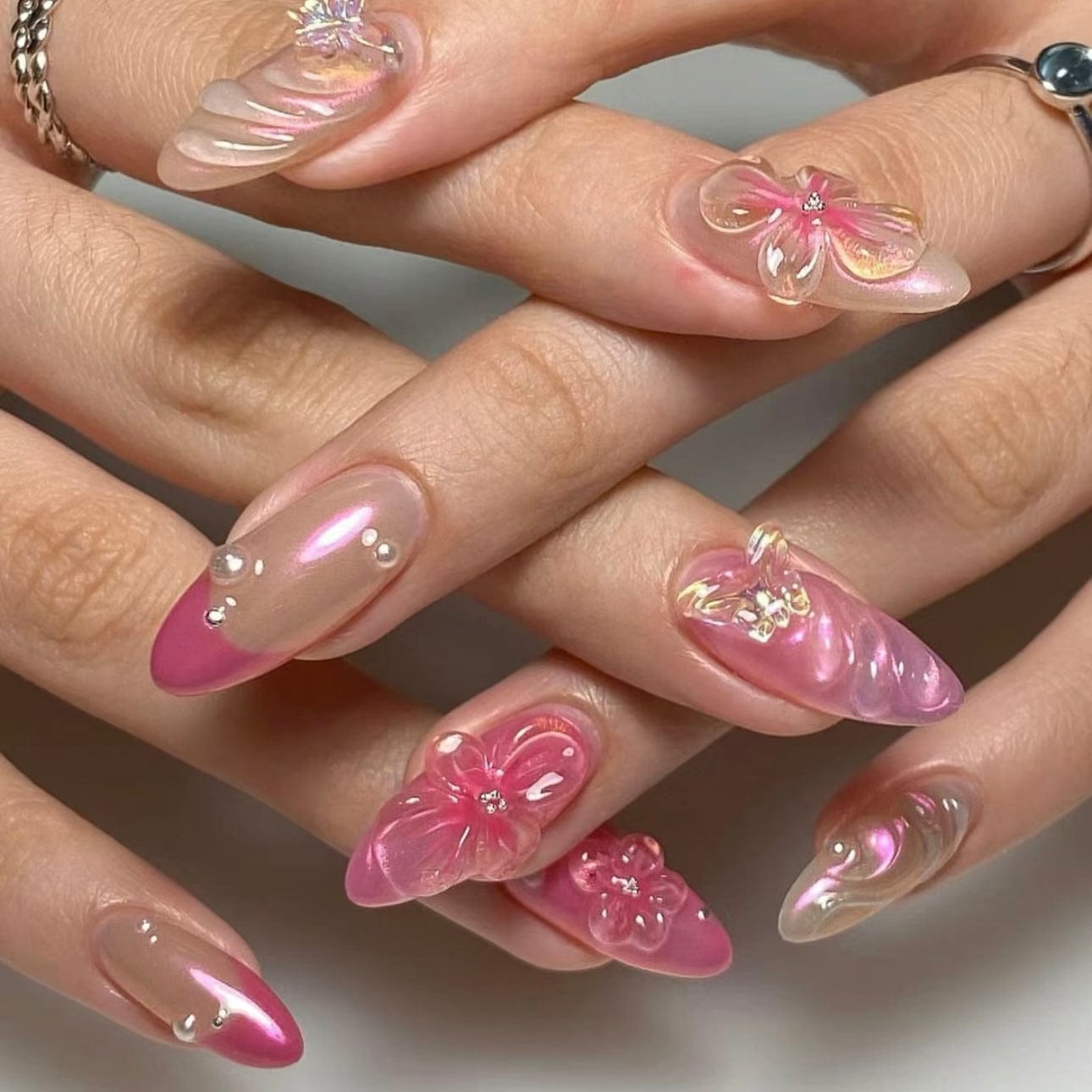 Blooming Design Flower on Nails