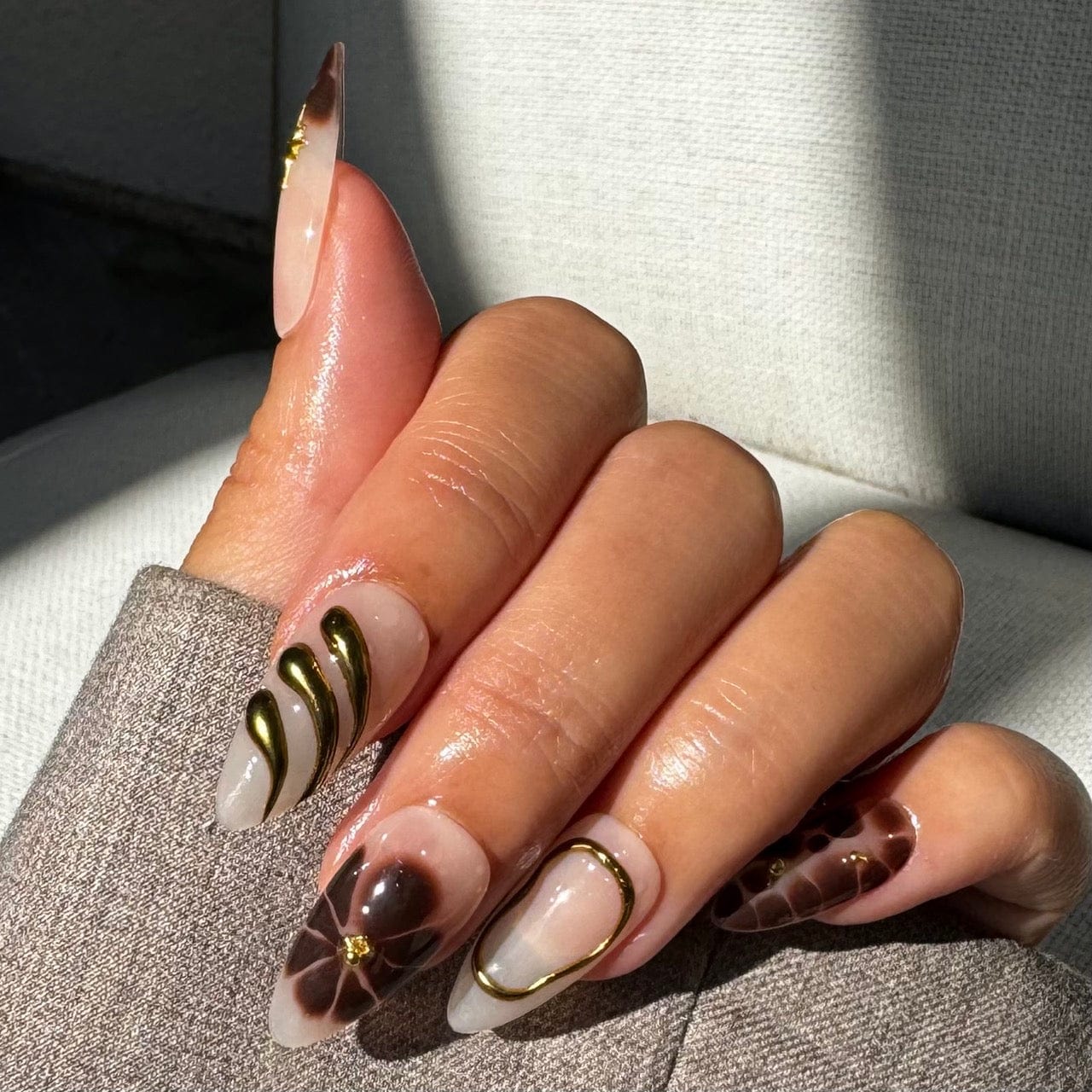 Brown ombre nails fall cute designs