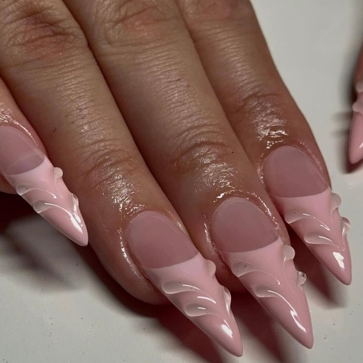 light pink french tip nails