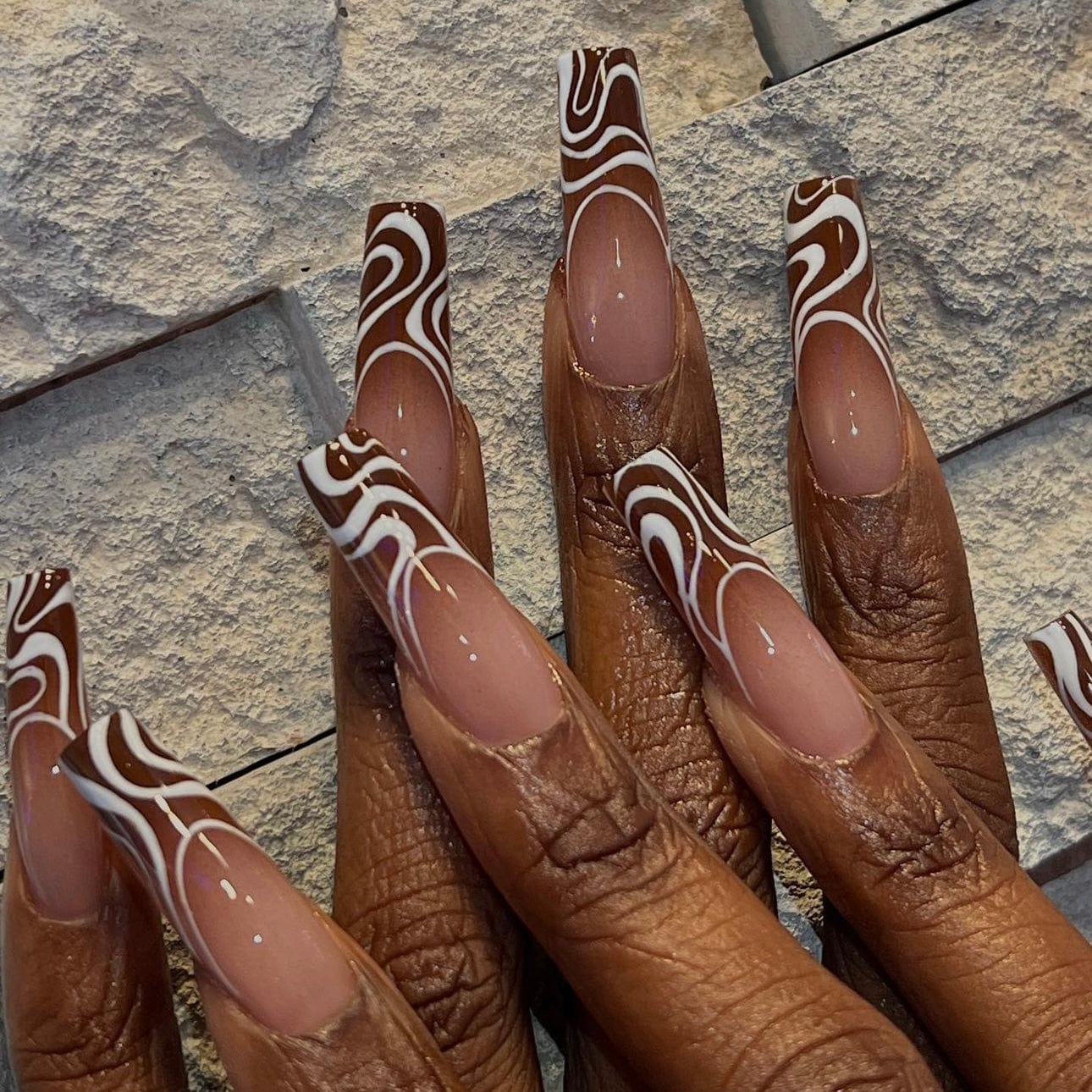 Mocha Swirling Nails