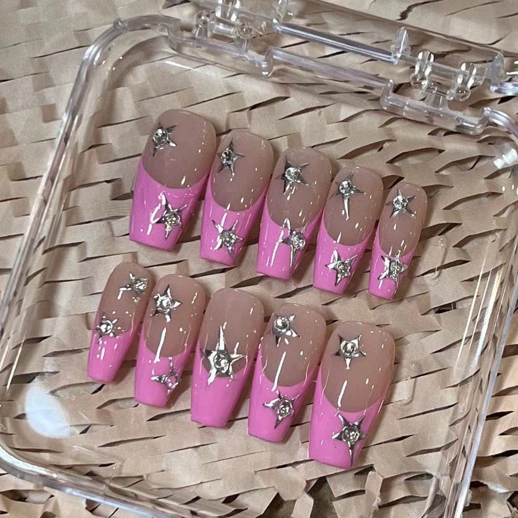 Pink Starlight Coffin Nails