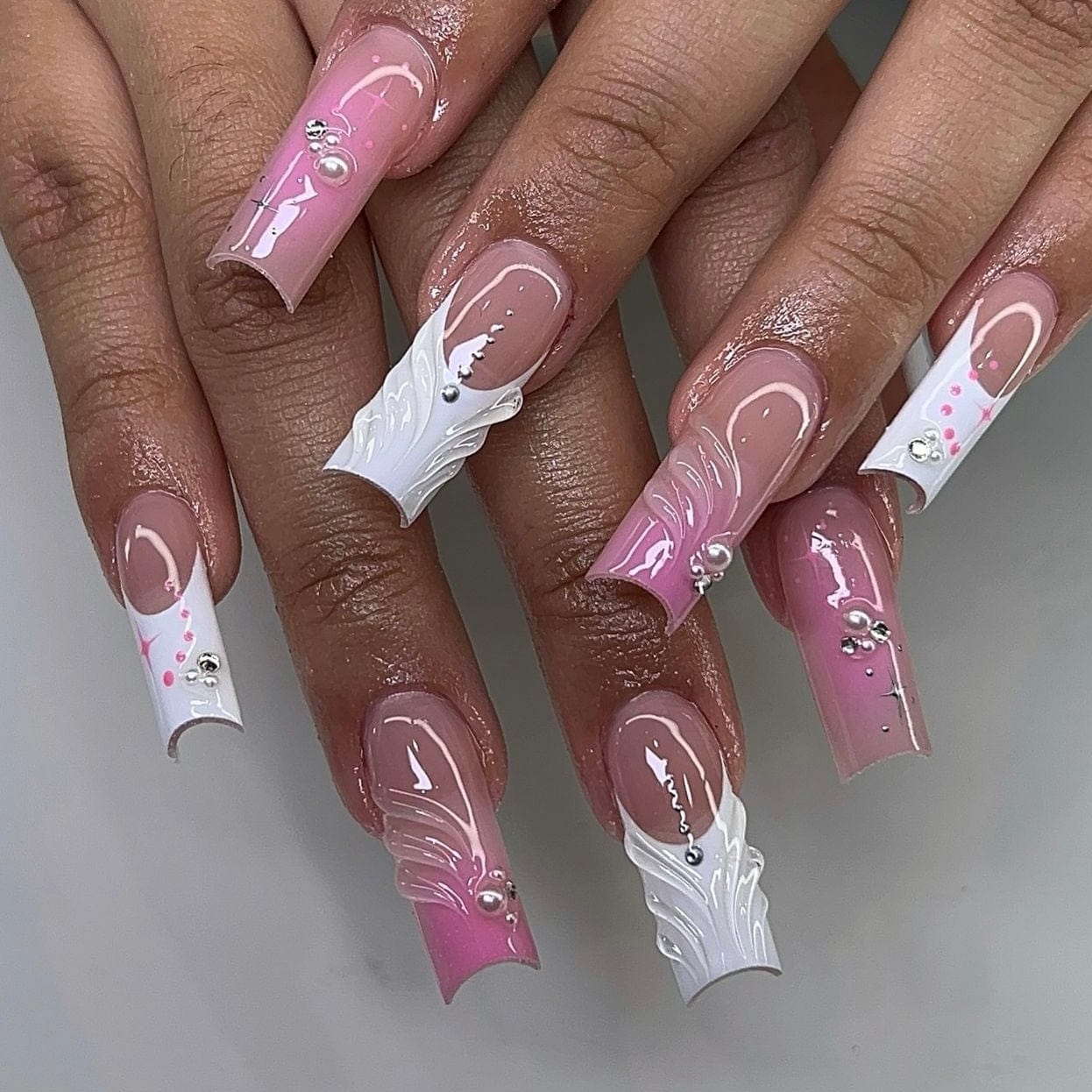 Pink and white French manicure with a classic and elegant design