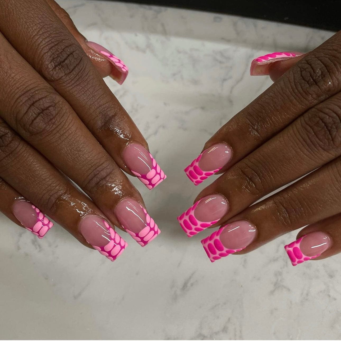 Reverse Pink Amber French Nails